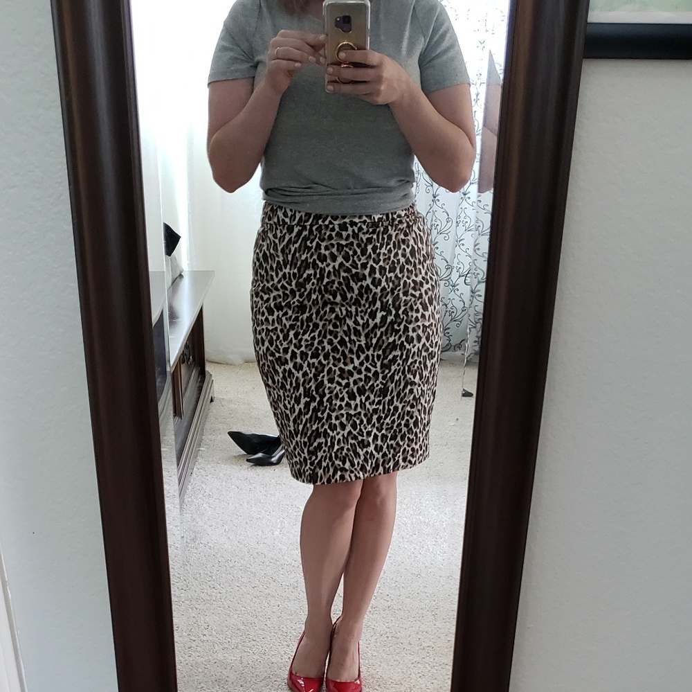 J.crew leopard pencil skirt